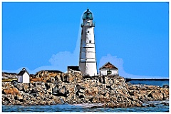 Boston Harbor Lighthouse Tower - Digital Painting